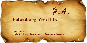 Hohenberg Ancilla névjegykártya